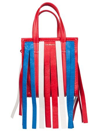 Balenciaga Fringed Shoulder Bag In Blue-white-red | ModeSens