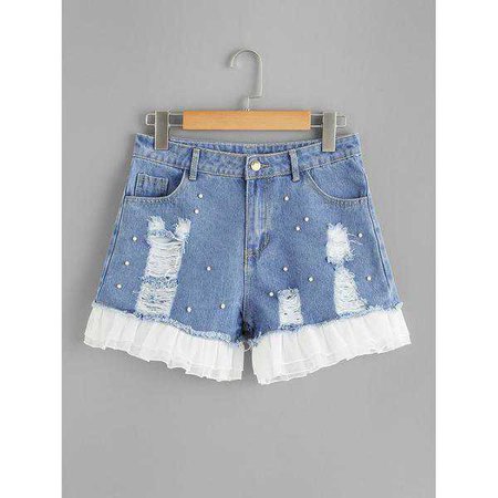 Jean Shorts | Shop Women's Blue Mid Waist Short Straight Leg Shorts at Fashiontage | c7b171f1-0-color-blue-size-s