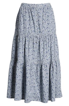 Madewell Florentine Floral Button Front Tiered Maxi Skirt | Nordstrom