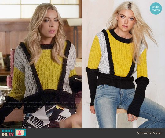 WornOnTV: Hanna’s yellow colorblock sweater on Pretty Little Liars | Ashley Benson | Clothes and Wardrobe from TV