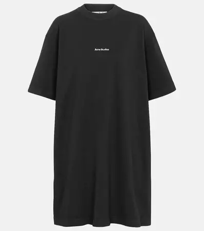 Logo Cotton T Shirt Dress in Black - Acne Studios | Mytheresa