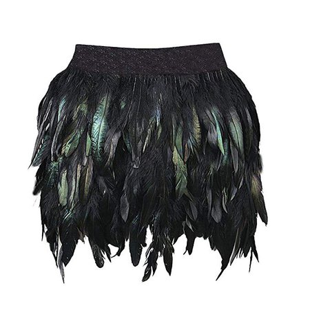Miuco Womens Faux Feather A Line Mini Skirt Small Black at Amazon Women’s Clothing store