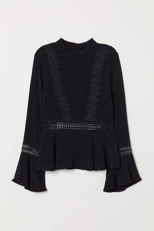Blouse with Lace - Black