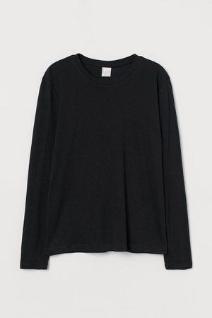 Long-sleeved Jersey Top - Black