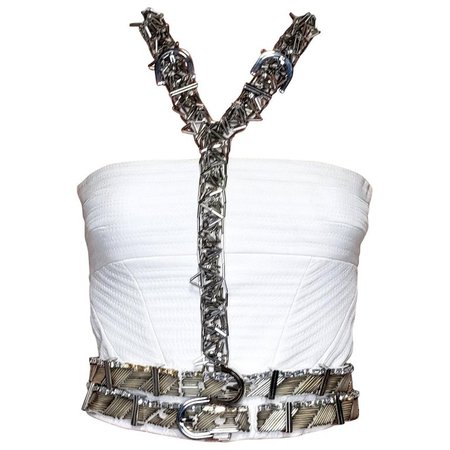F/W 2013 look # 6 VERSACE white studded top For Sale at 1stDibs