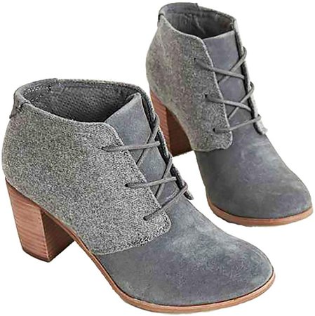 Amazon.com | Fashare Womens Combat Lace Up Ankle Boots High Block Heel Booties Dark Gray | Ankle & Bootie
