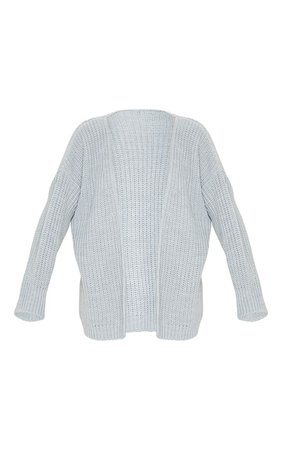 Grey Chunky Knit Slouchy Cardigan | Knitwear | PrettyLittleThing USA blue