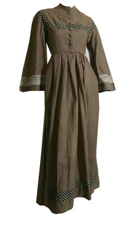 Woodsy Bark Brown Textured Wool Dress with Black and White Trim circa – Dorothea's Closet Vintage