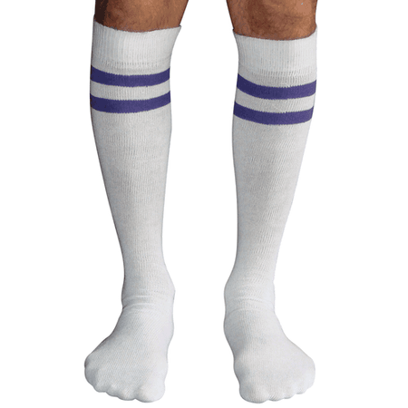 Mens White/Purple Tube Socks