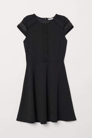 Dress with Lace Inserts - Black
