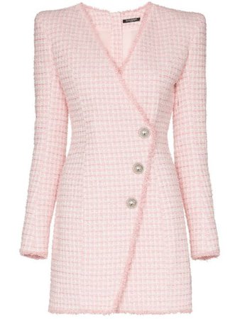 Balmain Asymmetric-button Tweed Blazer Dress | Farfetch.com