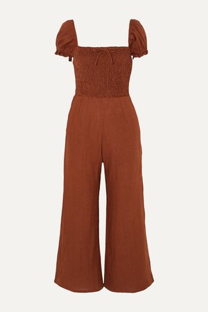 Faithfull The Brand | Winnie shirred linen jumpsuit | NET-A-PORTER.COM