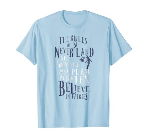 Amazon.com: Disney Peter Pan Tinker Bell The Rules Of Never Land T-Shirt: Clothing