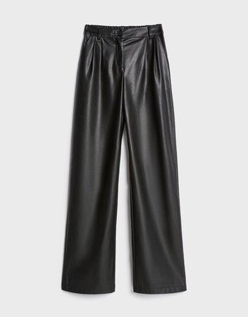 Faux leather Wide Leg trousers - New - Woman | Bershka