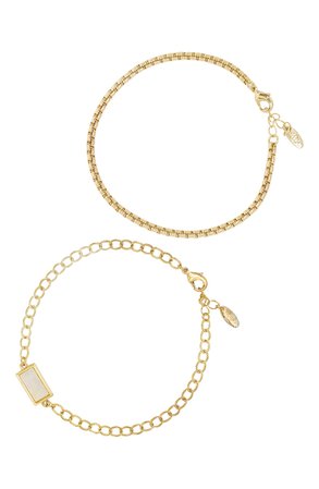 Ettika Set of 2 Mother-of-Pearl and Chain Anklets | Nordstrom