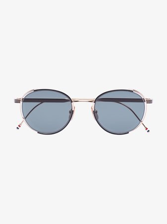 Thom Browne Eyewear copper tone round tinted sunglasses | Browns