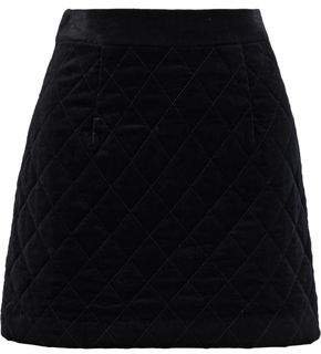 Quilted Cotton-blend Velvet Mini Skirt