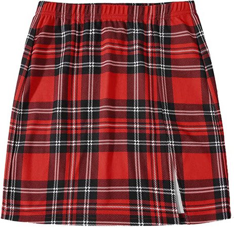 Amazon.com: Floerns Women's Plaid High Waist Bodycon Split Mini Skirt Yellow Black XS : Clothing, Shoes & Jewelry