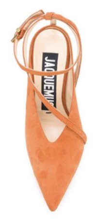 orange strappy pointed toe heel