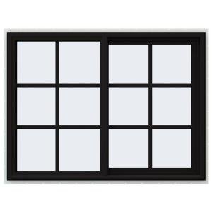 JELD-WEN 48 in. x 36 in. V-4500 Series Black FiniShield Vinyl Right-Handed Sliding Window with Fiberglass Mesh Screen-THDJW140400171 - The Home Depot