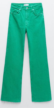green Zara wide leg jeans