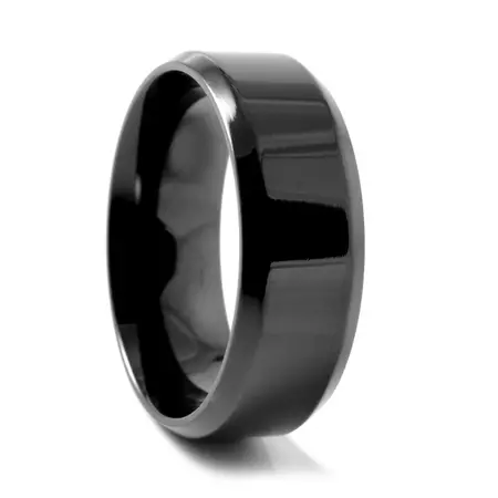 8 mm Polished Black Stainless Steel Angular Ring | In stock! | Fort Tempus