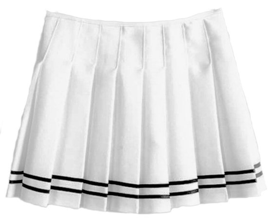 White Pleated Tennis Skirt with Black Stripe