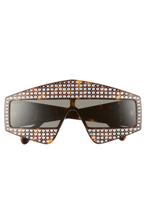 Gucci 99mm Embellished Shield Sunglasses | Nordstrom