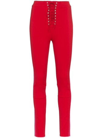 Shop red UNRAVEL PROJECT lace up skinny trousers with Express Delivery - Farfetch