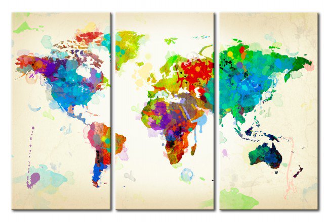 Canvas Art All colors of the World - triptych - World Maps - Canvas Prints