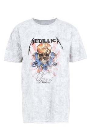 Metallica Washed Slogan T-Shirt | boohoo