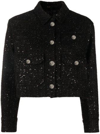 black sequinned tweed jacket