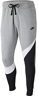 Amazon.com: Nike Mens HBR Large Swoosh Jogger Sweatpants Grey Heather/White/Black BQ6467-063 Size Large: Sports & Outdoors