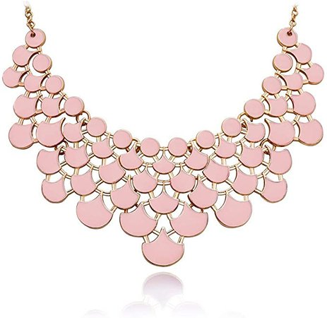 Amazon.com: JANE STONE Fashion Statement Bulsh Pink Resin Bubble Frontal Bib Necklace Elegant Chunky Balance Jewelry for Women Teen Girls(Fn0968-Rose Quartz): Clothing