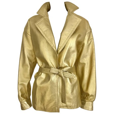 1980s Yves Saint Laurent Gold Leather jacket For Sale at 1stdibs