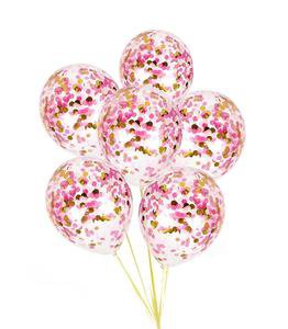 PINK CONFETTI BALLOONS-Pink and Gold Confetti Balloons Bouquet, Baby S – Happy Party Supply