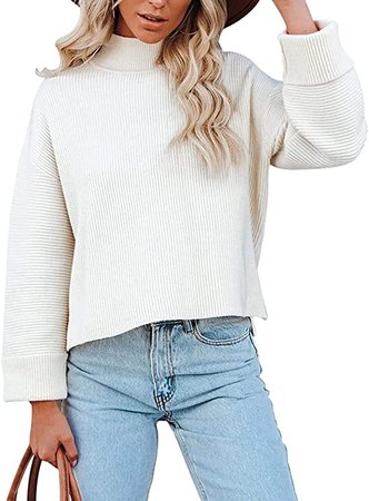 Womens Turtleneck Oversized Pullover Sweaters Long Sleeve Ribbed Knit Loose Fit Casual Warm Jumper Tops at Amazon Women’s Clothing store