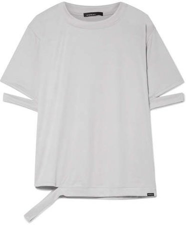 Serene Marlow Cutout Modal-blend Jersey T-shirt - Light gray
