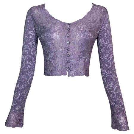 F/W 1998 Christian Dior John Galliano Lavender Purple Lace Crop Top For Sale at 1stDibs | lavender lace crop top