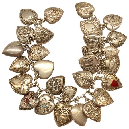 1940's Sterling Sweetheart Heart Bracelet : Charles Anthony Antiques | Ruby Lane