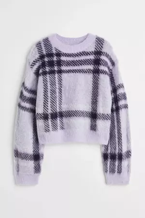 Knit Sweater - Light purple/checked - Ladies | H&M CA