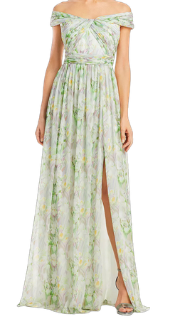 Adrianna Papell Off-the-Shoulder Chiffon Gown