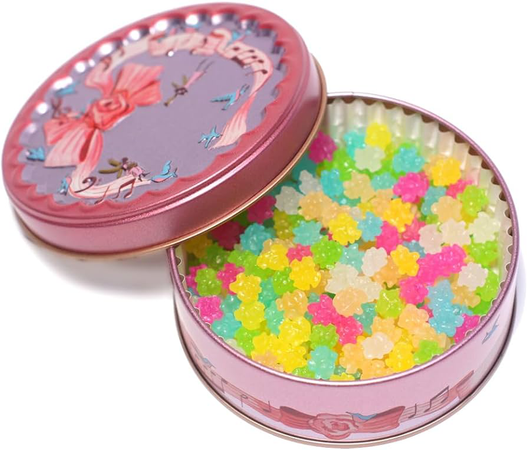 Mayca Moon Konpeito Pretty Round Can Japanese Tiny Sugar Candy Crystal type (Humming Can)