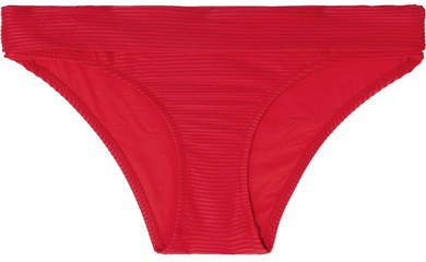 Puglia Ribbed Fold-over Bikini Briefs - Red