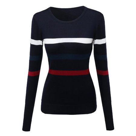 FashionOutfit Women's Contemporary Casual Viscose Nylon Textured Stripe Sweater - Walmart.com