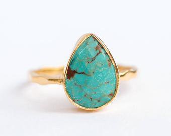 Turquoise Ring Gold December Birthstone Ring Gemstone Ring | Etsy