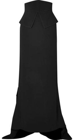 Asymmetric Crepe Maxi Skirt - Black