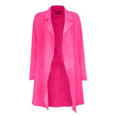 Long Classic Suede Leather Jacket With Side Pockets - Pink & Purple | ZUT London | Wolf & Badger