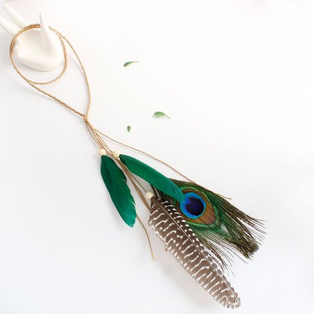 Boho Hair Bands India Peacock Feather Solid Feather Pendant Headdress Bohemian Hippie Festival Hairband FPJFS103 - buy at the price of $1.39 in aliexpress.com | imall.com