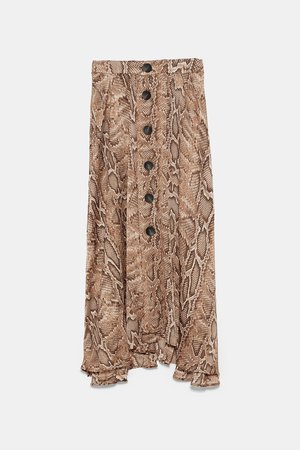 SNAKE PRINT SKIRT - NEW IN-WOMAN-NEW COLLECTION | ZARA United States brown